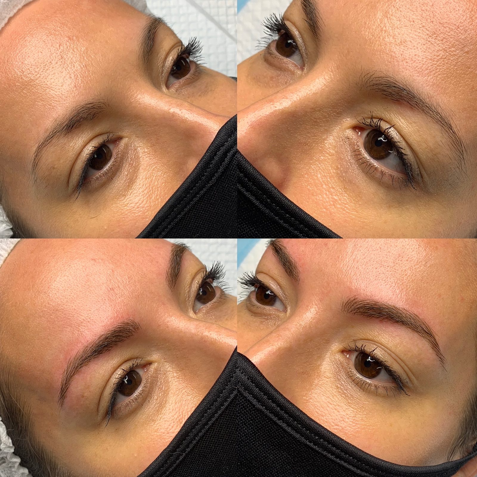 Healed microblading brows showing natural hair-like strokes