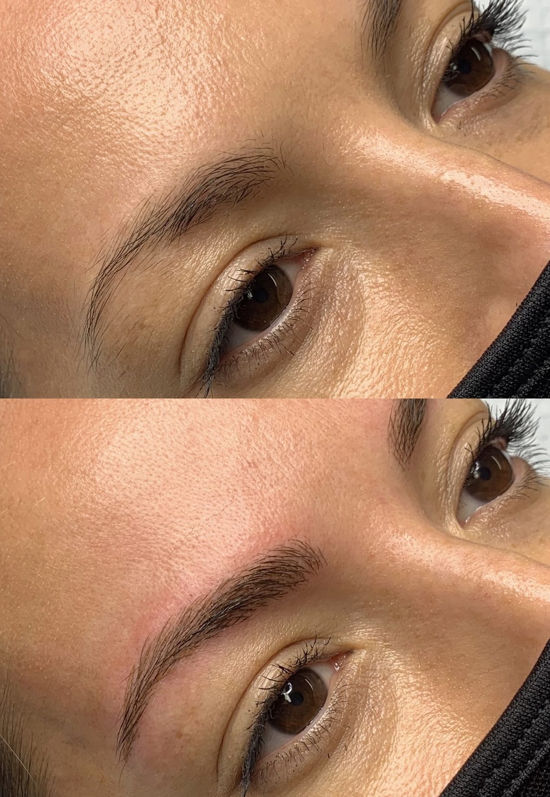Résultat microblading cicatrisé — traits naturels par Jadeelle Beauté