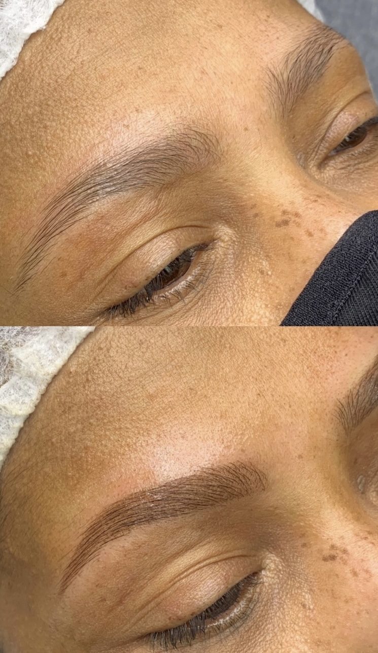 Detailed microbladed brow strokes